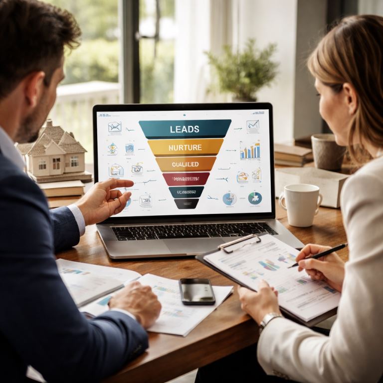 Agentes analizando un embudo de ventas