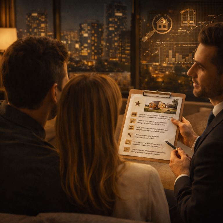 Asesor inmobiliario en discusión nocturna Asesor inmobiliario en discusion nocturna