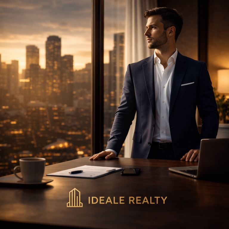 Hombre de negocios al atardecer