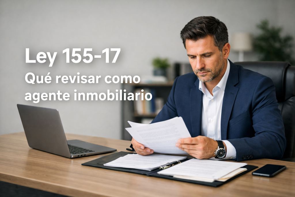 Qué debe revisar un agente inmobiliario sobre la Ley 155-17 antes de firmar un contrato de intermediación