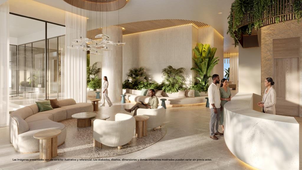 Lobby de Aquamarine operado por INNSiDE by Meliá en Juan Dolio