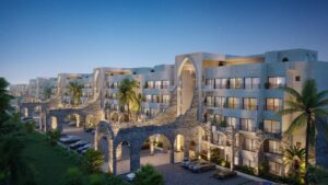 condotel en Cana Bay con arquitectura greco-romana