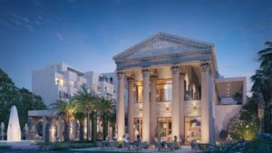 condotel en Cana Bay con arquitectura greco-romana