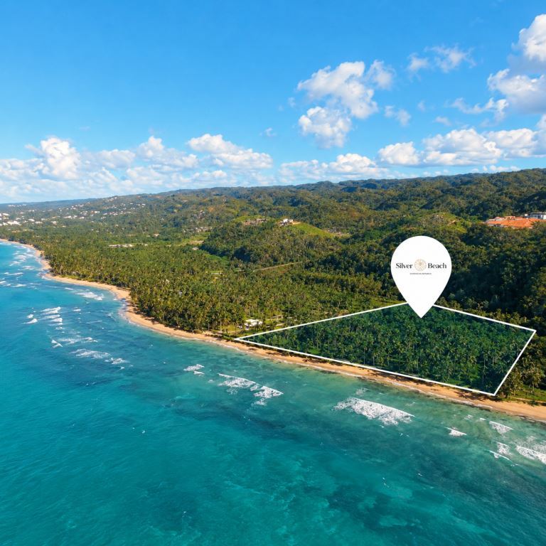 Silver Beach Playa Cosón: Condos from US$249,000 2 Aerial view of Silver Beach and Playa Cosón, Las Terrenas