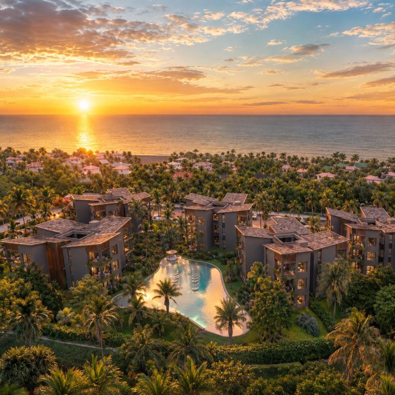 Landscaped grounds and pools at The Reef, Las Terrenas